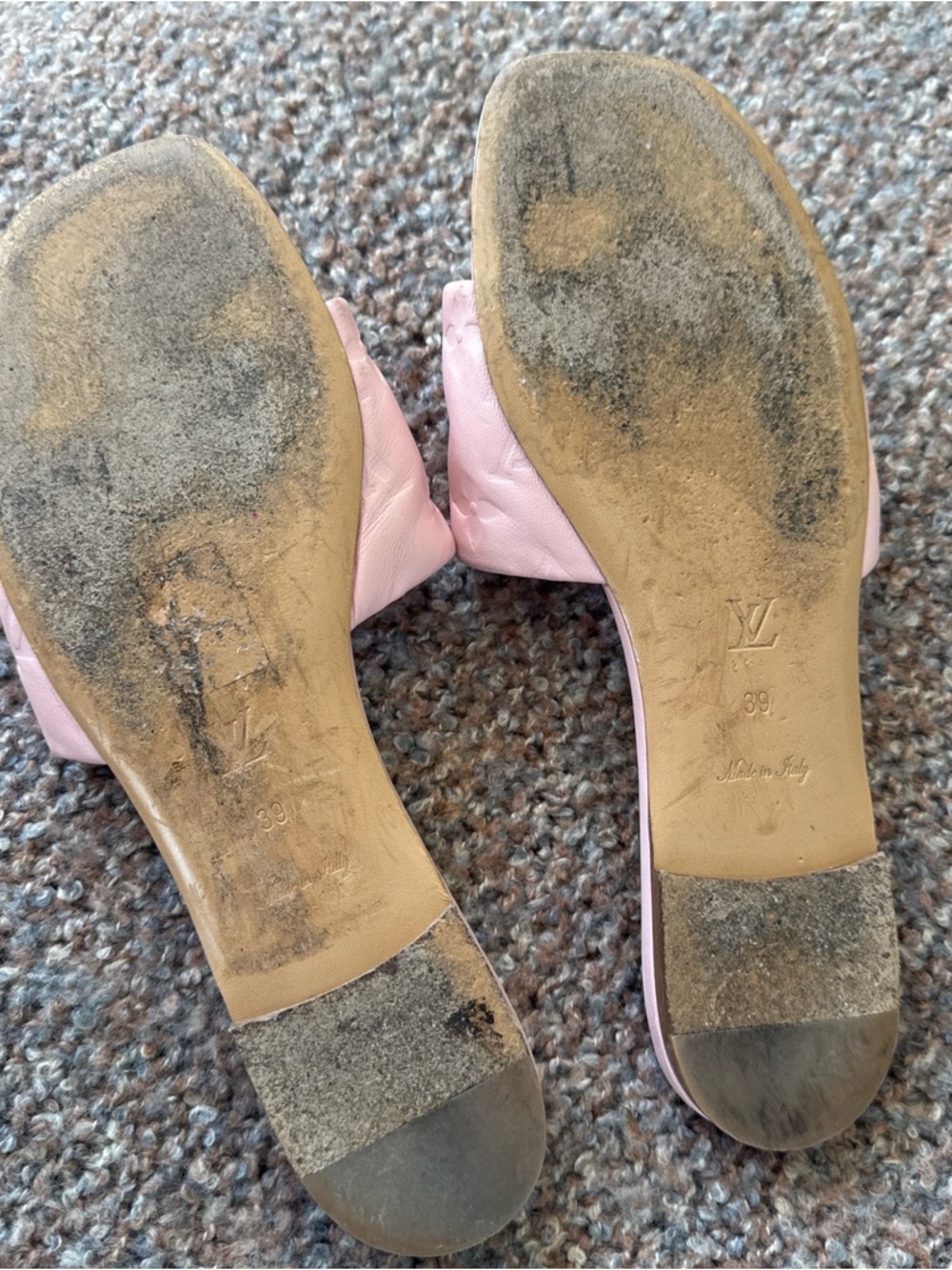 Louis Vuitton Blush Pink Monogram Leather Slide Sandals - Picture 3 of 4